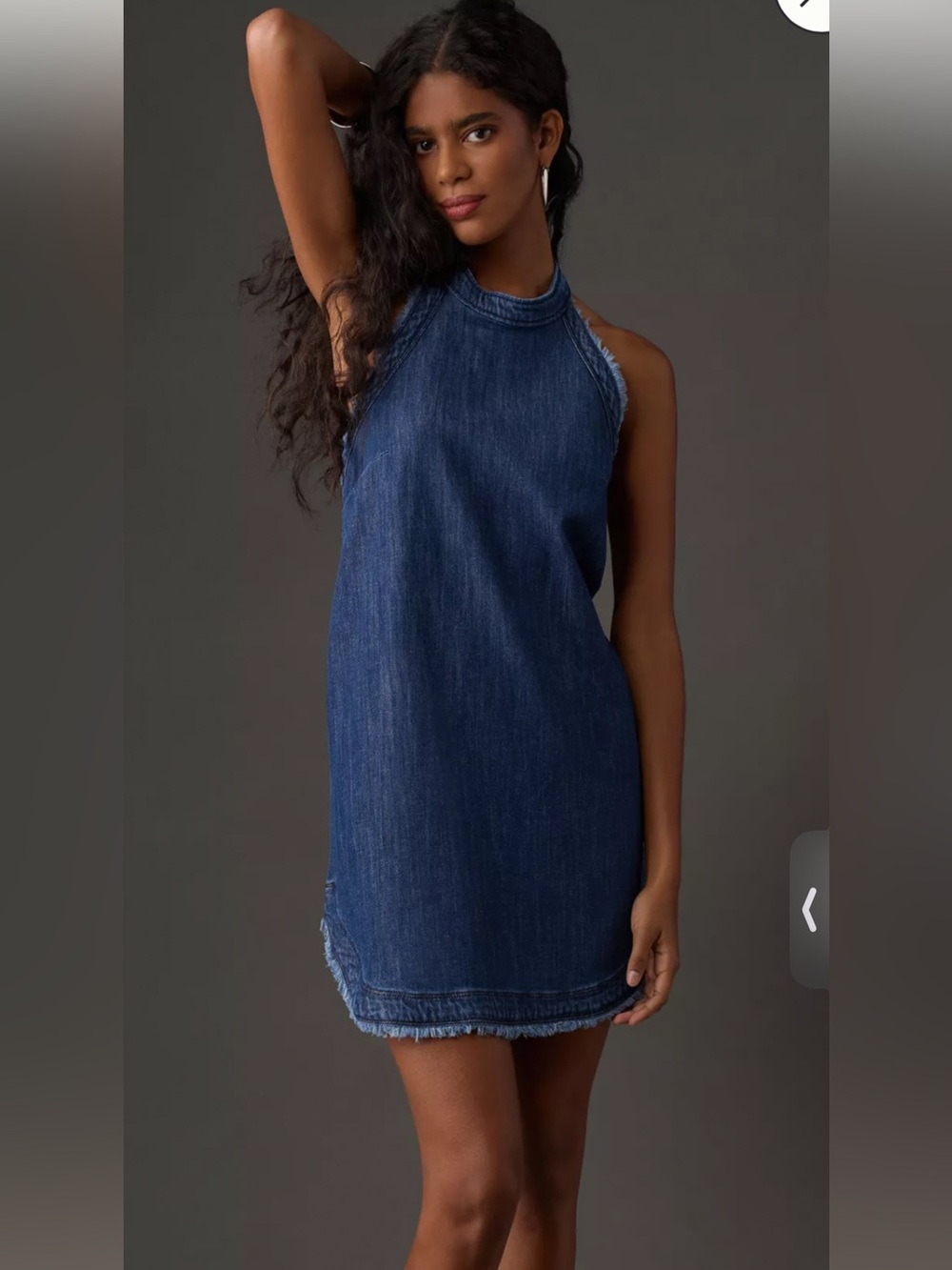 Anthropologie Dark Blue Denim Halter Mini Dress